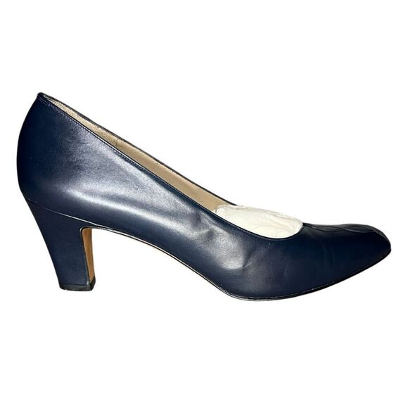 Salvatore Ferragamo Extra Narrow Navy Blue Leather Pumps Women’s 8 - Picture 1 of 8